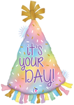 Party Hat It's Your Day Opal 34″ Foil Balloon by Betallic from Instaballoons