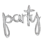 Party Silver Script Phrase 39″ Foil Balloon by Anagram from Instaballoons