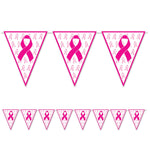 Pink Ribbon Pennant Banner by Beistle from Instaballoons