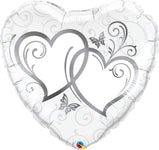 Entwined Hearts Silver 36″ Balloon
