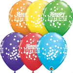 Qualatex Latex 11" Round Birthday Confetti Dots Latex Balloons (50 pack)