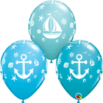 Qualatex Latex 11" Round Nautical Sailboat & Anchor Balloons (50 pack)