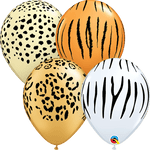 Qualatex Latex 50 Animal Print Safari Balloons — 11" Round Desert Tones