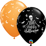 Qualatex Latex Assorted Happy Halloween Skeleton 11″ Latex Balloons (50 count)