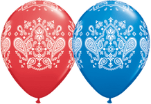 Qualatex Latex Dark Blue & Red Bandana 11″ Latex Balloons (50 count)