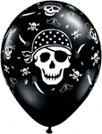 Qualatex Latex Onyx Black Pirate Skull & Crossbones 11″ Latex Balloons (50)