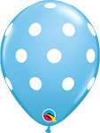Azul pálido con grandes lunares blancos Globos de látex de 11″ (50)