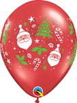 Qualatex Latex Ruby Red Santa & Christmas Tree 11″ Latex Balloons (50 count)