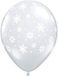 Qualatex Latex Snowflakes Around Clear 11″ Latex Balloons (50)
