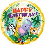 Qualatex Mylar & Foil Happy Birthday Jungle Friends 18" Balloon