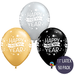 Globos de látex Happy New Year de 11" - Paquete de 50