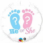 Qualatex Mylar & Foil He or She Footprints Gender Reveal 18″ Balloon