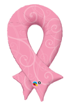 Qualatex Mylar & Foil Pink Ribbon With Filigree 39″ Balloon