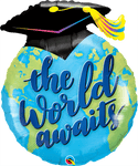 Qualatex Mylar & Foil The World Awaits Graduation 36″ Balloon