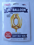 SoNice Mylar & Foil Gold Number 0 34″ Balloon