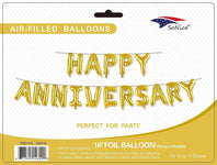 SoNice Mylar & Foil Happy Anniversary Balloon Banner Kit – 16″ Gold
