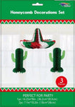 SoNice Party Supplies Cactus Fiesta Honeycomb Decorations (3 piece set)