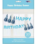SoNice Party Supplies Light Blue Happy Birthday Banner with Tassels
