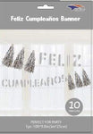 SoNice Party Supplies Silver Feliz Cumpleaños & Tassels 10′ Banner
