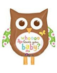 SS XL Whoo Luvs U Baby Owl 27″ Foil Balloon by Anagram from Instaballoons