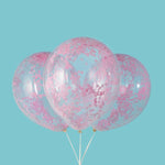Unique Latex Clear with Lovely Pink Confetti 12″ Latex Balloons (6 count)