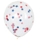 Clear with Red White Blue Star Confetti 16″ Latex Balloons (5 count)