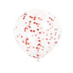 Unique Latex Ruby Red 12" Clear Confetti Balloons (pack of 6)