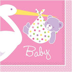 Unique Party Supplies Baby Girl Stork Small Napkin (16 count)