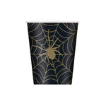 Unique Party Supplies Black & Gold Spider Web 9oz Paper Cups (8 count)