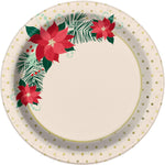 Unique Party Supplies Red & Gold Poinsettia Christmas Plates 7″ (8 count)