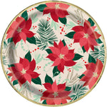 Unique Party Supplies Red & Gold Poinsettia Christmas Plates 9″ (8 count)