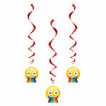 Unique Rainbow Fun Emoji Hanging Swirl Decorations — 26" (pack of 3)