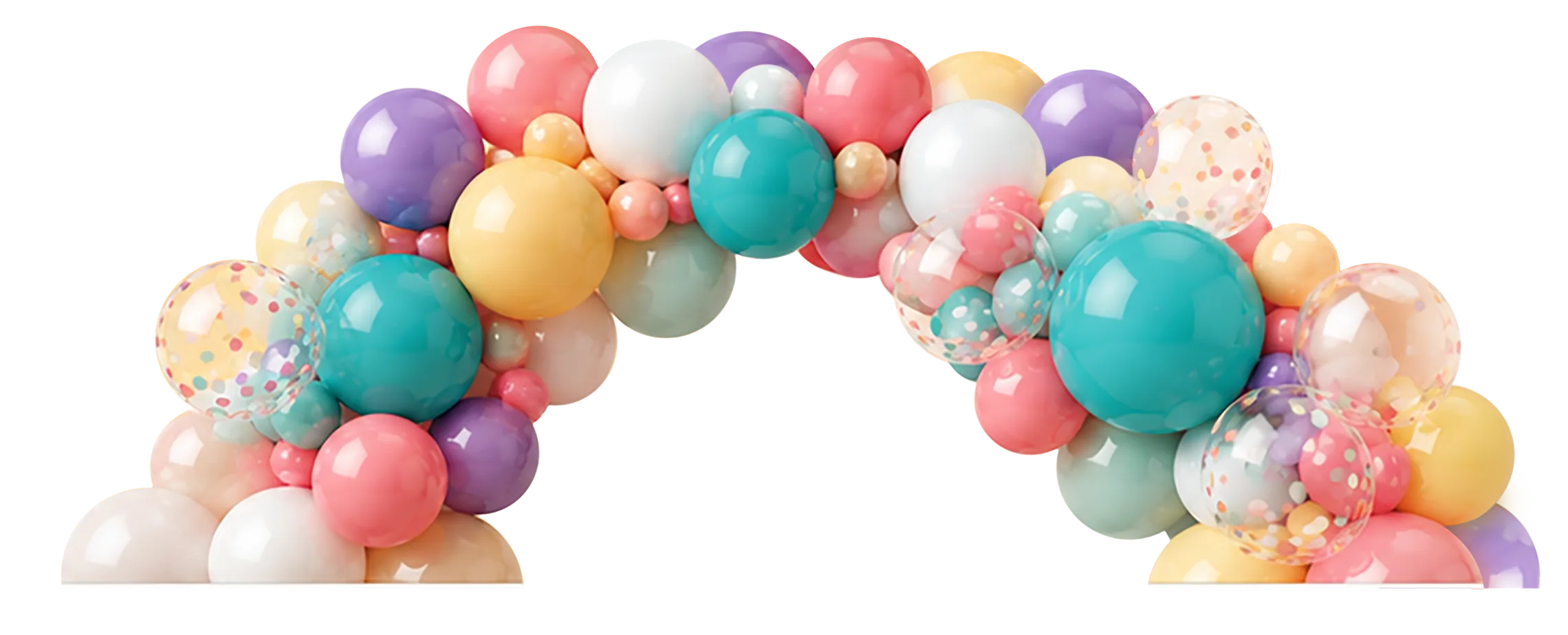 Pastel balloon arch built from premium balloon brands