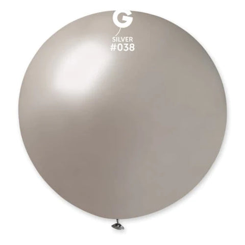 Metallic Silver Latex Balloons by Gemar