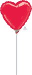 Metallic Red Heart 4" Balloon (air-fill requires heat sealing)