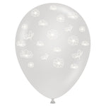 Petals - Crystal Clear W/ White Ink - 6 Pack 11" Latex Balloons