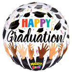 Mighty Graduation Tossed Caps 21" Foil Balloon