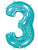 Robin's Egg Blue Number 3 Holographic 34" Balloon