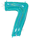 Robin's Egg Blue Number 7 Holographic 34" Balloon