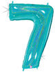 Robin's Egg Blue Number 7 Holographic 34" Balloon