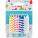 Candy Stripe Birthday Candle Assorted Colors (24 count)