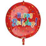 Birthday On Red Sphere 15" Foil