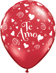 Te Amo Swirling Hearts 11″ Latex Balloons (6 count)