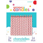 2.5" Candy Stripe Pink Candles (24 count)