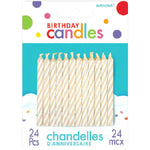 Candy Stripe Birthday Candle - White (24 count)