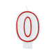 Red & White Number 0 Molded Candle