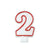 Red & White Number 2 Molded Candle