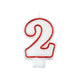 Red & White Number 2 Molded Candle