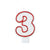 Red & White Number 3 Molded Candle