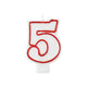Red & White Number 5 Molded Candle